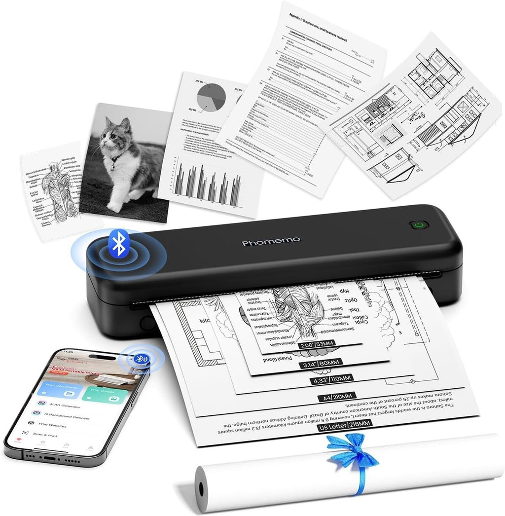Imprimante thermique portable A4 Phomemo en utilisation