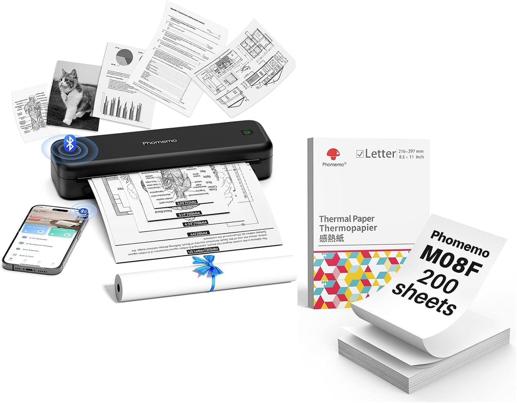 Imprimante Phomemo avec papier thermique et smartphone